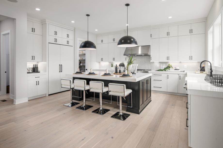 Kitchens with large center islands and abundant cabinet space
