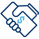 Hand holding money icon.