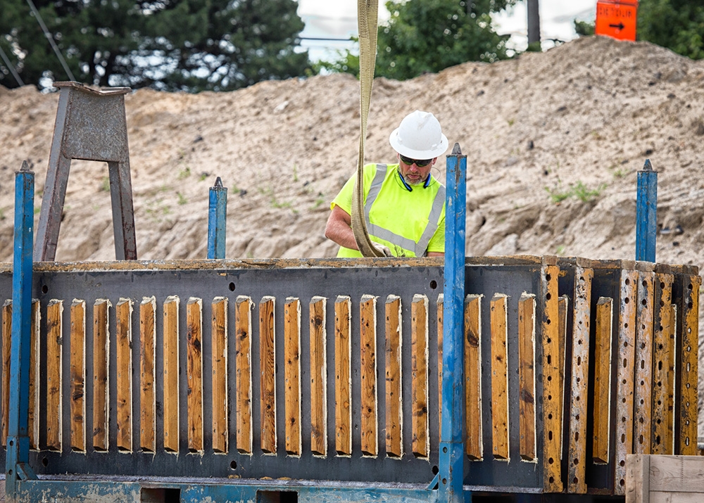 team member working on I-96 concrete construction