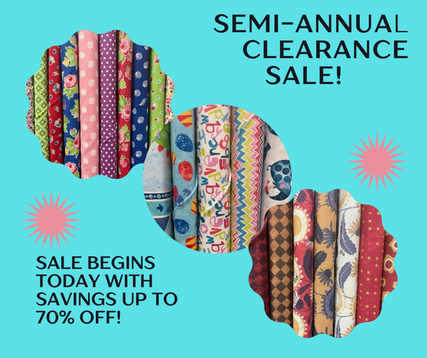 It's that time of year again! The semi-annual clearance sale at QPL begins today. Save up to 70% off yardage, bundles, kits, and notions. You won't find savings like this at any other time!