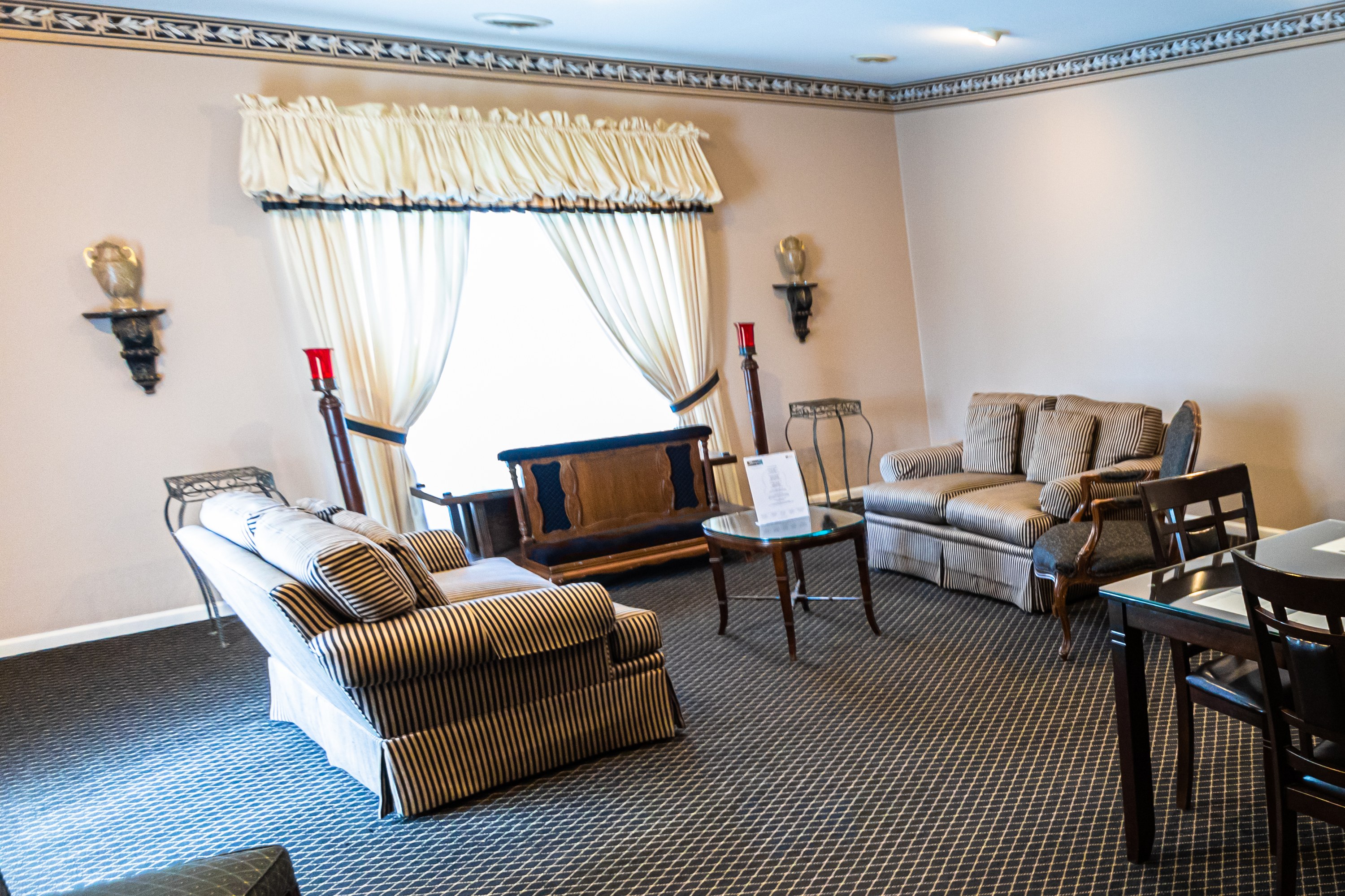 A family lounge inside the Grand Blanc Township funeral home, a calm place for families to gather