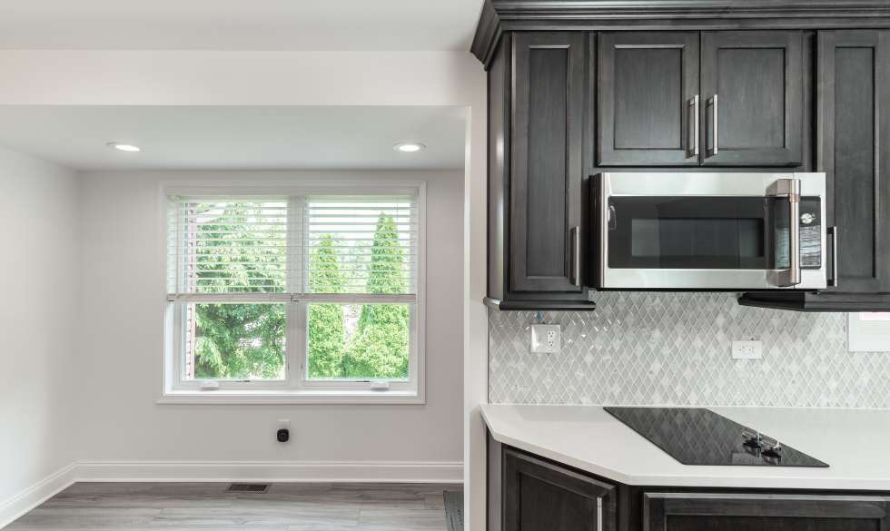 Blinds in the kitchen of Baltimore home