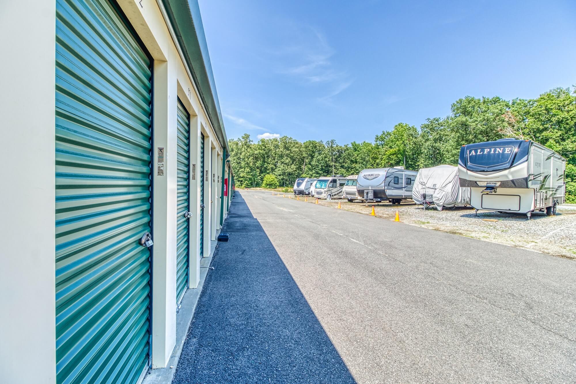 Drive up storage units at Valley Storage.