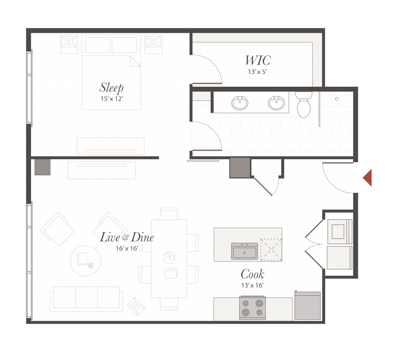 Encore P6 1 Bedroom Apartment Floor Plan