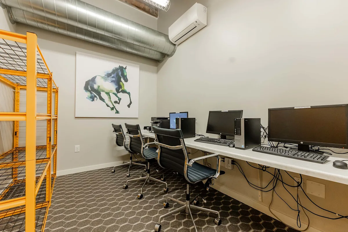 Business center with computers
