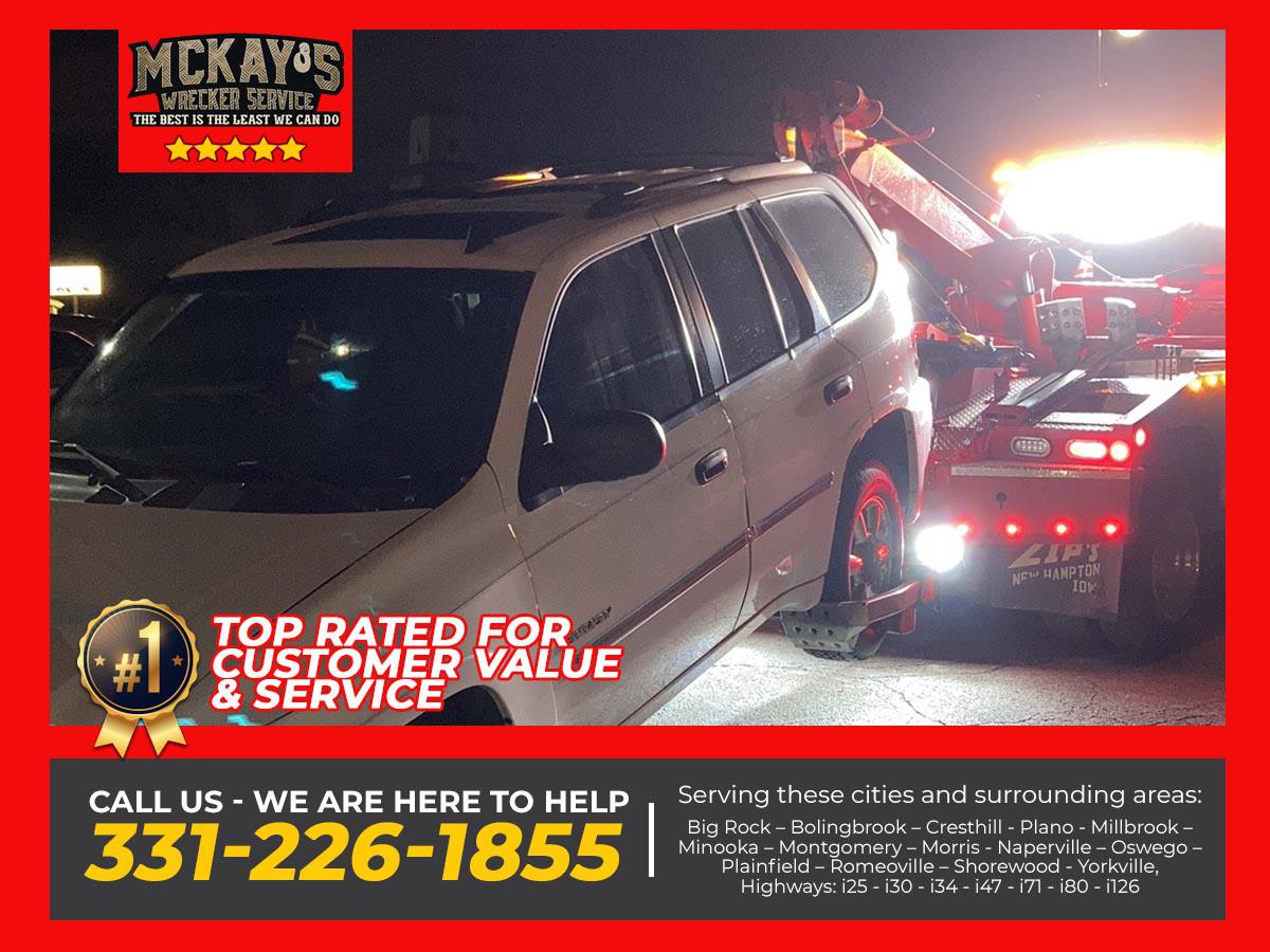 Whether you need something simple such as a jump or a tire changed or you are stuck in the snow or involved in an accident, Mckay's Wrecker Service LLC is here to help you. Call us at 331-216-9085