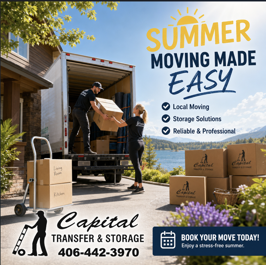 ???? Local & Long‑Distance Expertise
Visit us anytime at capitaltransfer.net or give us a call to schedule your summer move.
Make this summer easier with Helena’s trusted moving and storage team.
If you want, I can also create a shorter version, a more promotional version, or one tailored to a specific service like commercial moving or storage.