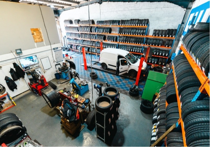Gorbals Tyre Centre Aerial View of our shop