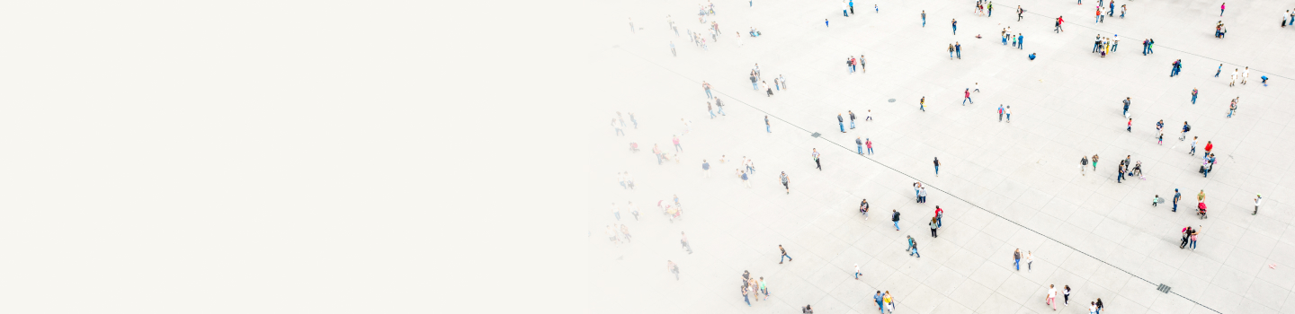 Aerial view of people in a city square.