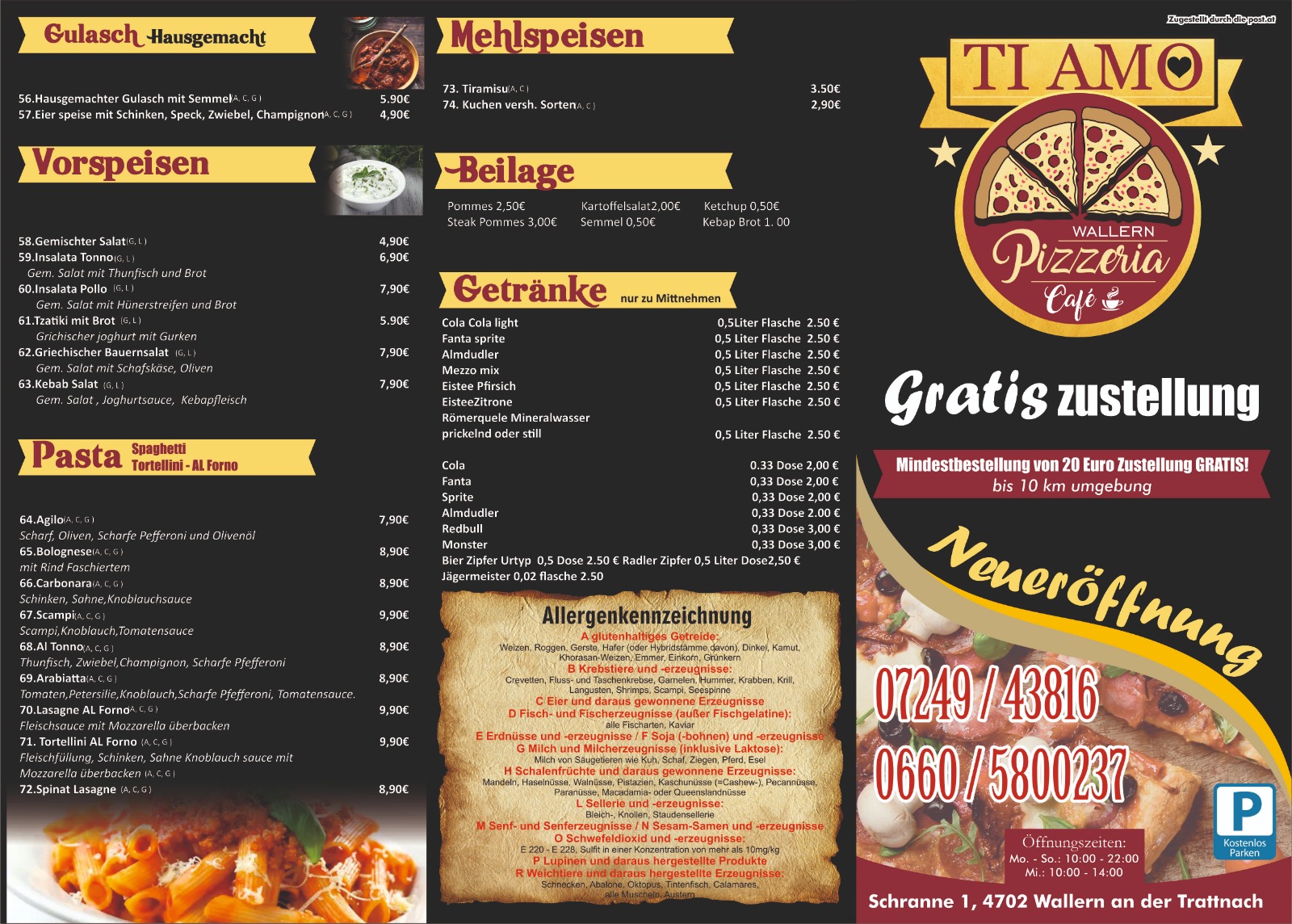 Pizzeria Ti Amo, Schranne 1 in Wallern an der Trattnach