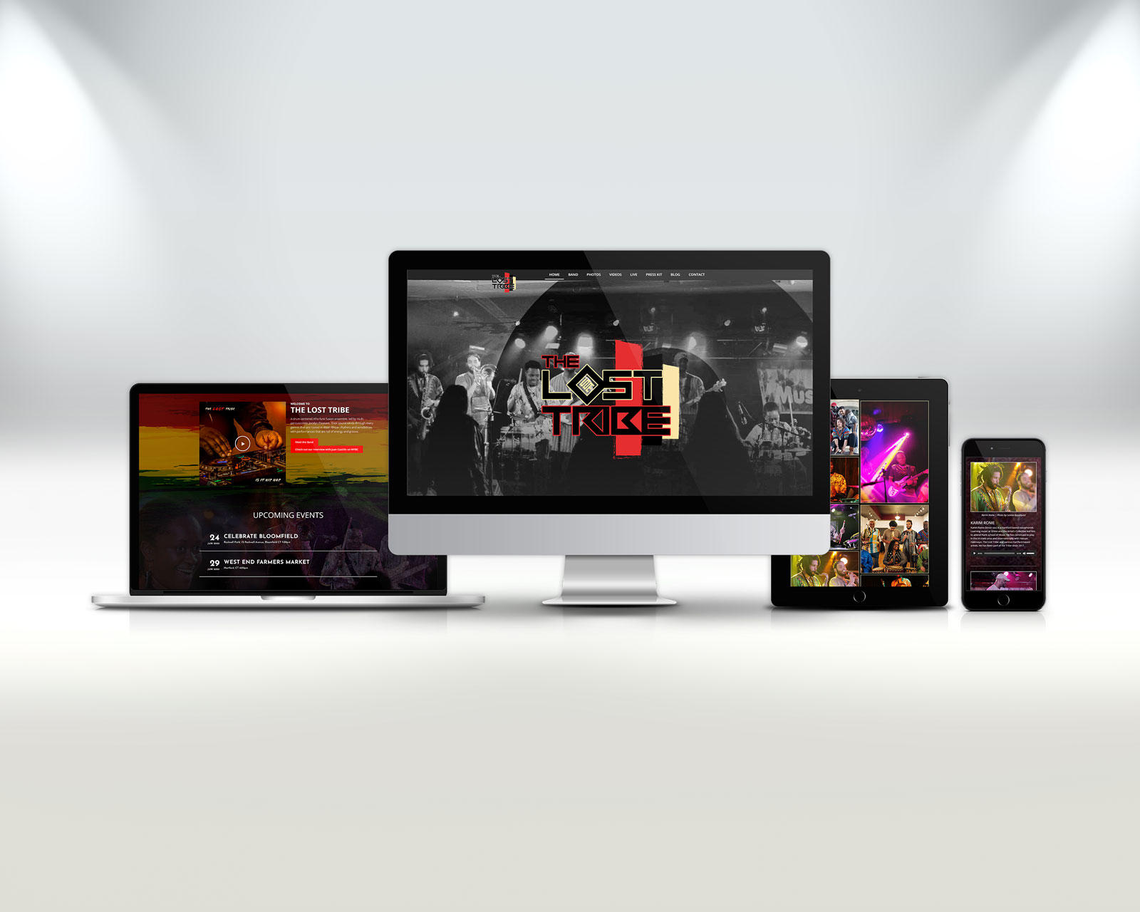 Website mockup for the Band 