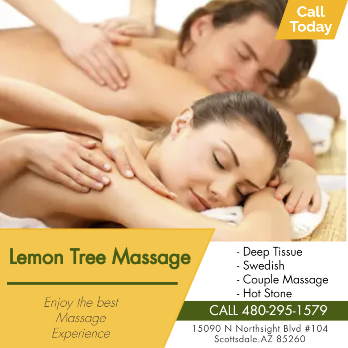 What better way to give that gift than share that gift in our inviting Couples Massage Rooms.
It’s what you’ve come to expect from a Massage but in a larger room, with 2 of our Signature Tables
with 2 Therapists….one working on each of you. Our Therapists will work on each individual person
to accommodate their specific needs and will orchestrate your Couples experience to ensure you are both relaxed and rejuvenated.