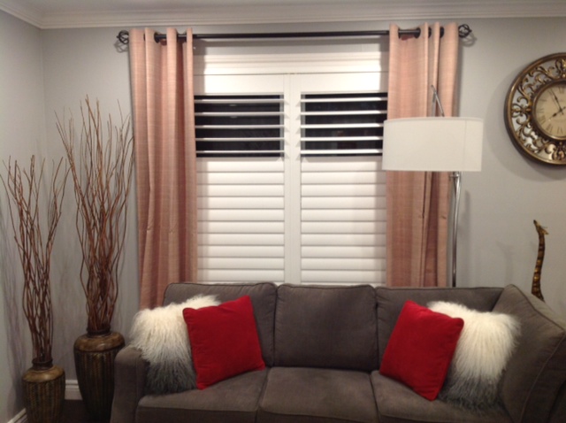 Vinyl shutters with  side panels Budget Blinds of Port Perry Blackstock (905)213-2583