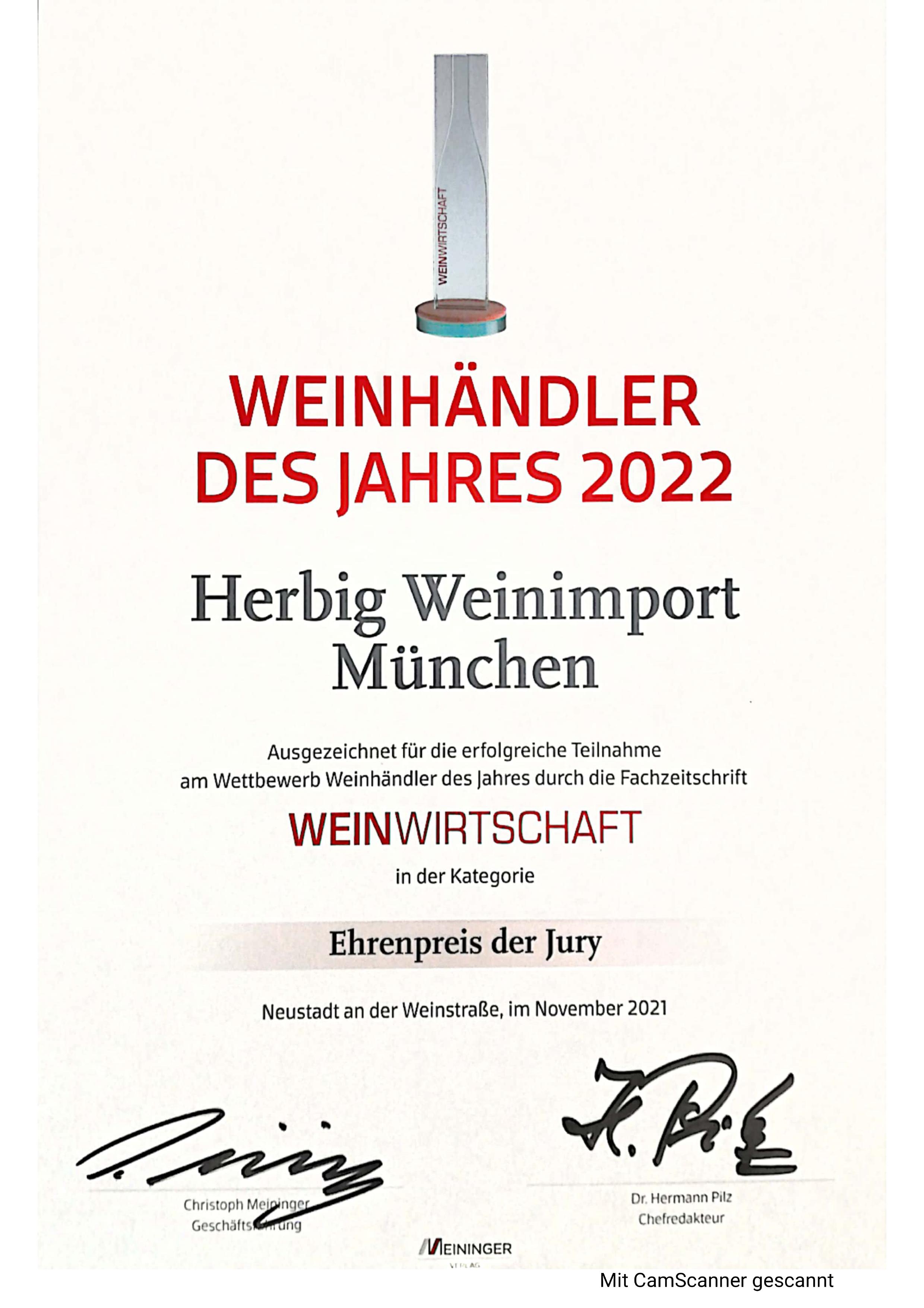Weinhändler des Jahres 2022 - Weinhandlung | Herbig Weinimport | München