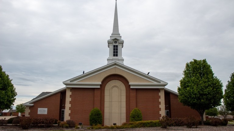 The east-facing side (front) of the Bonds Ranch church building - The Church of Jesus Christ of Latter-day Saints
