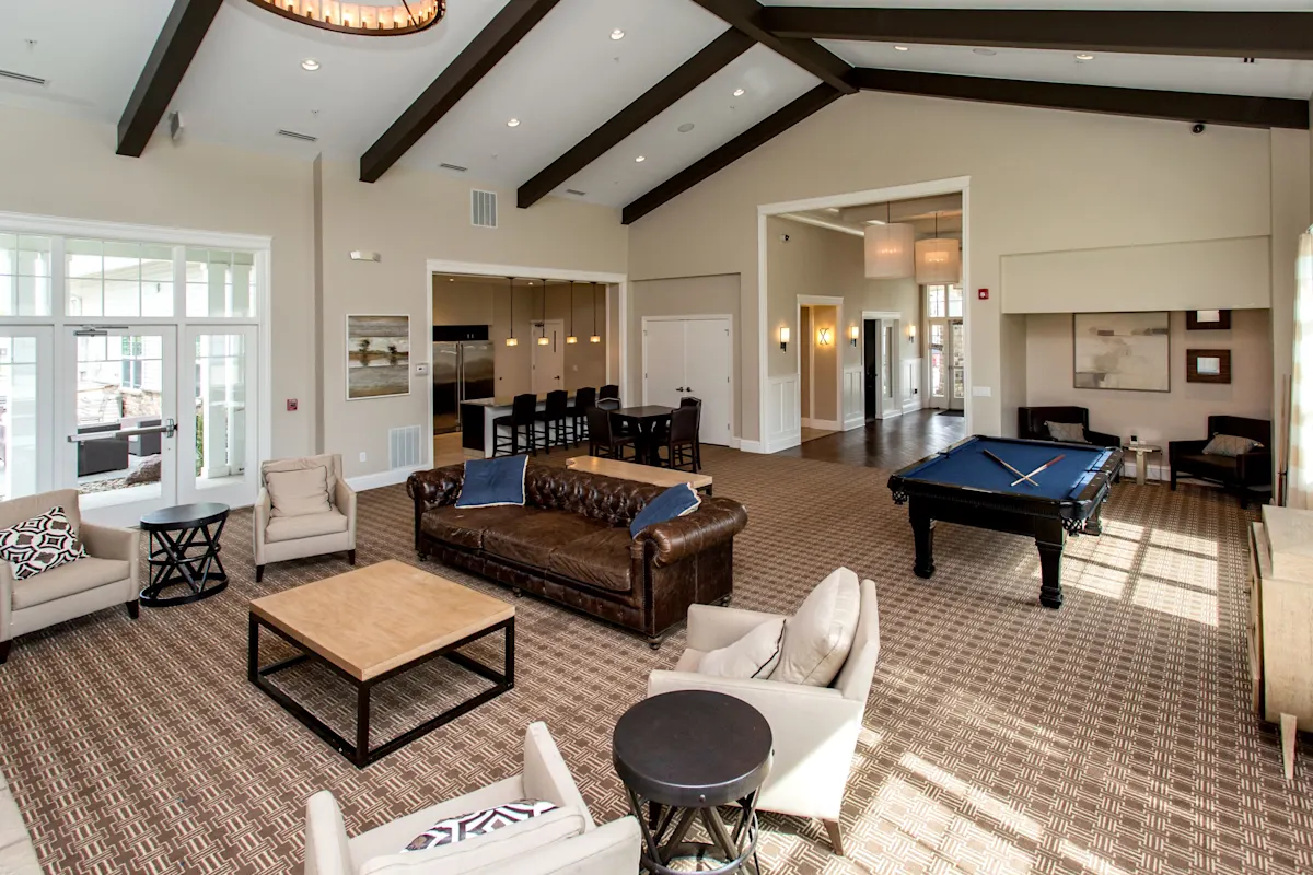 Clubhouse with high end finishes and billiard table