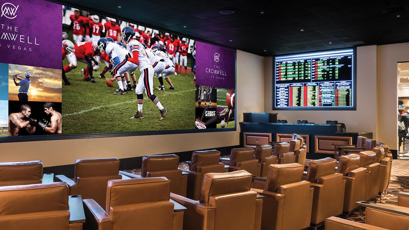 Screens at Caesars Sportsbook at The Cromwell.