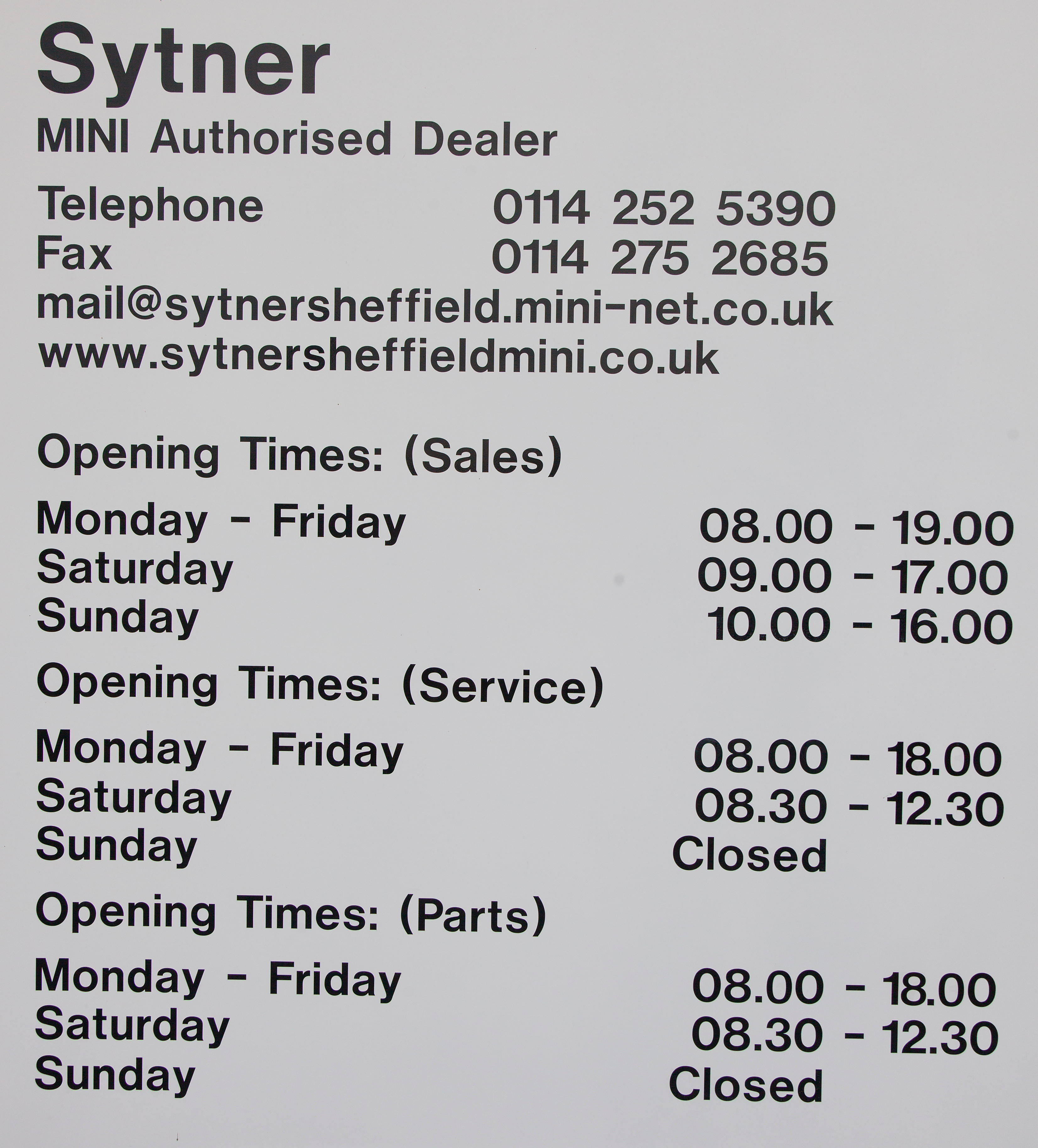 Sytner Sheffield MINI Sheffield 01142 565901