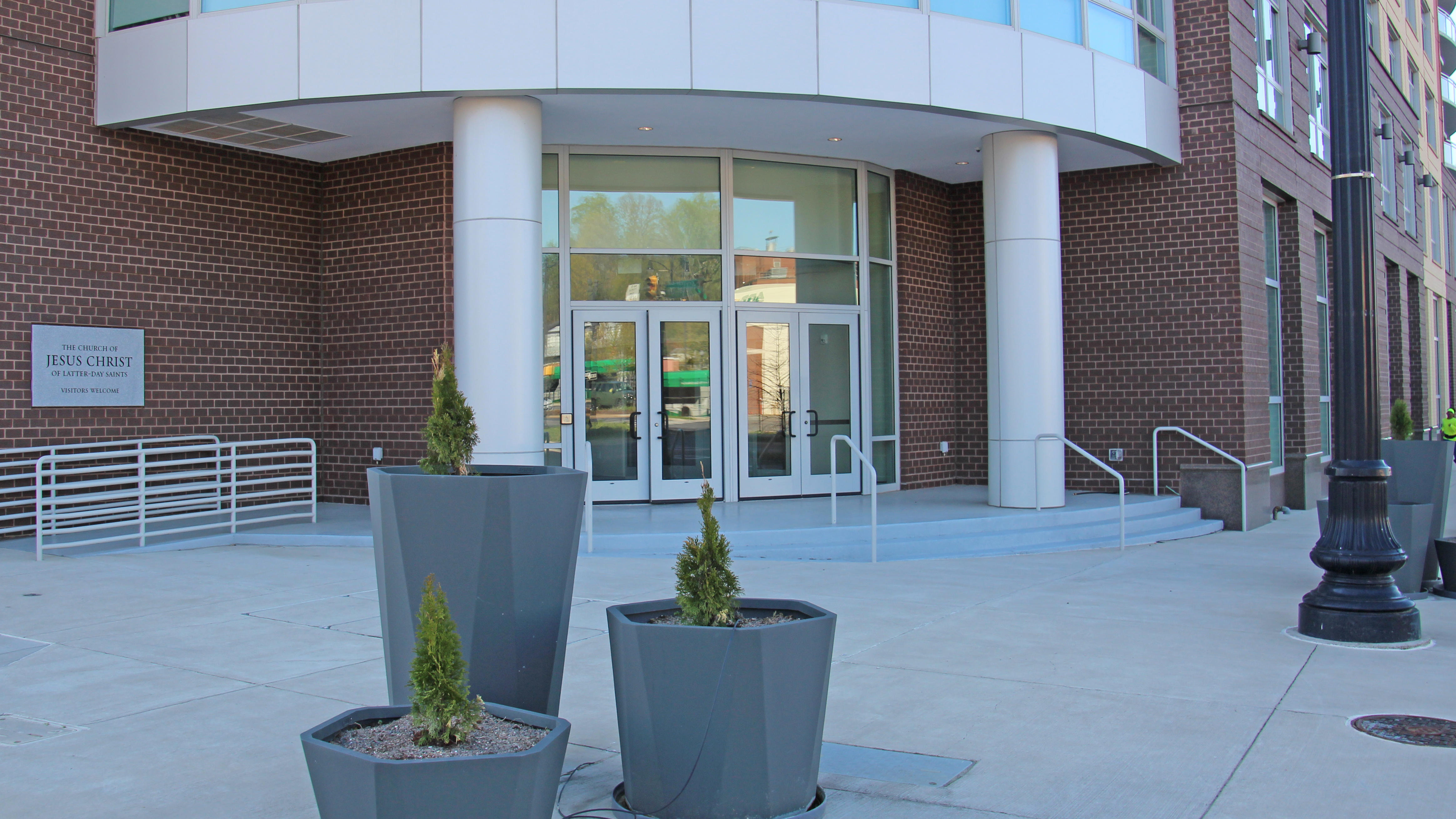 This is the front entrance of the church building at 33rd Street and Crystal Drive.