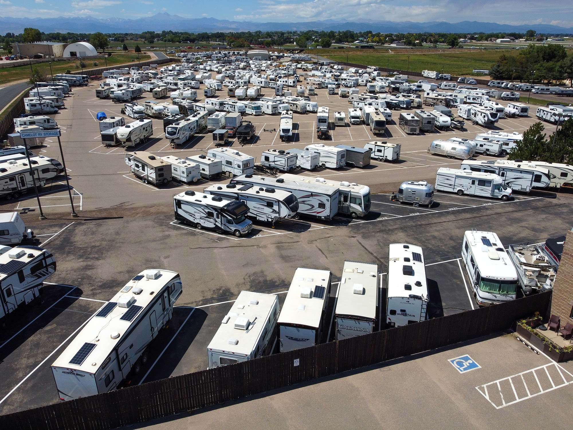 RV and boat parking near Camping World in Mead, Colorado