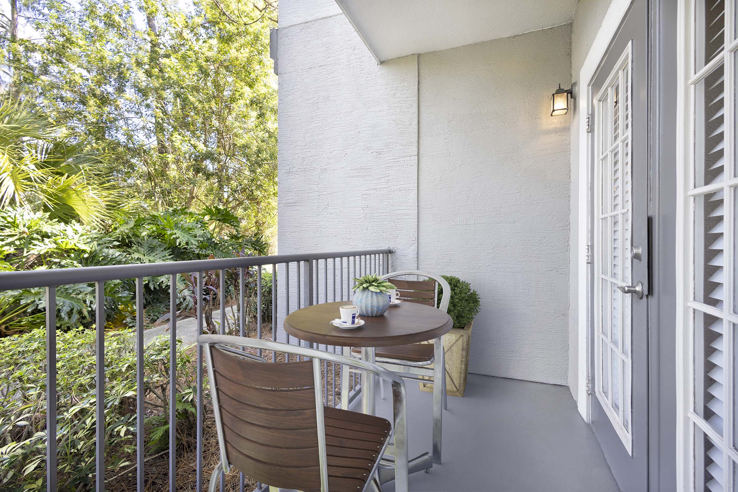 Private patio at Camden Lee Vista apartments in Orlando, FL