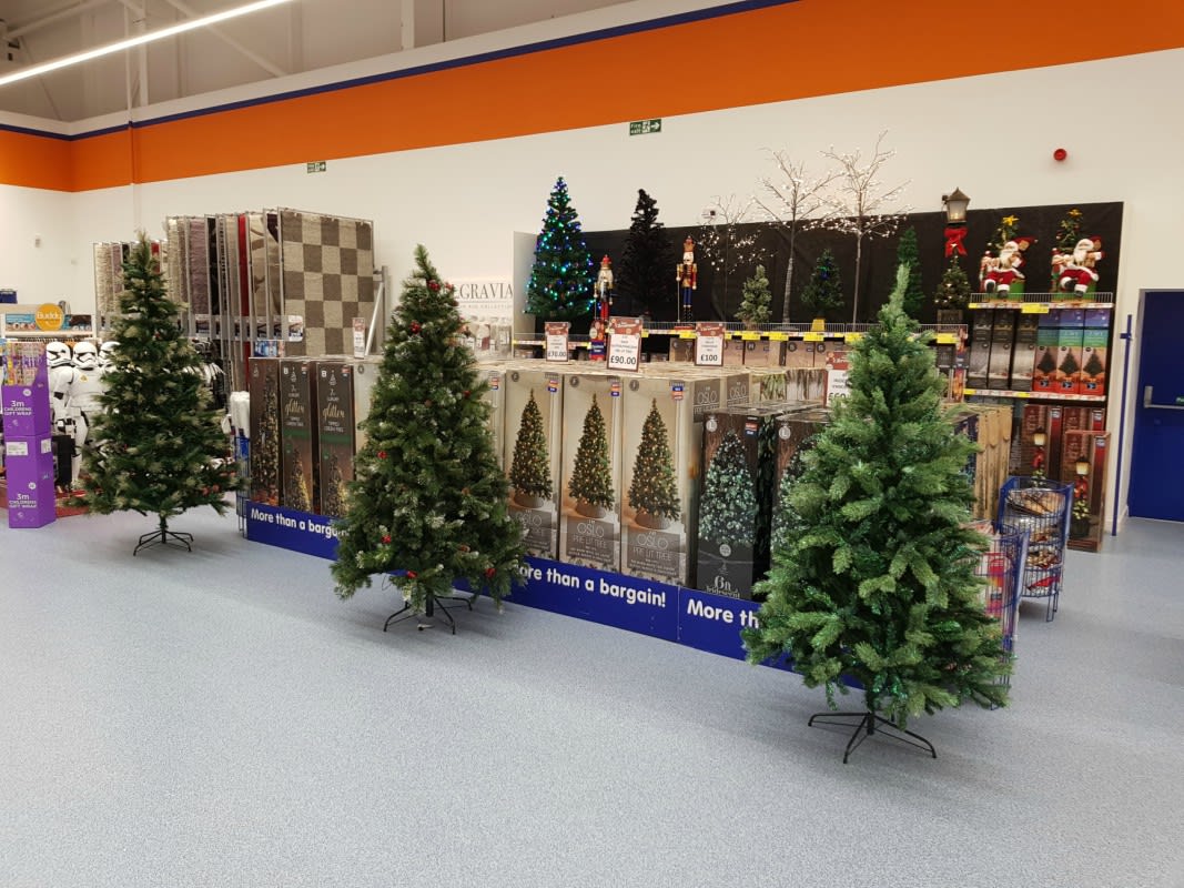 Buy artificial Christmas trees at B&M's Newport store, now located at 28 East Retail Park.