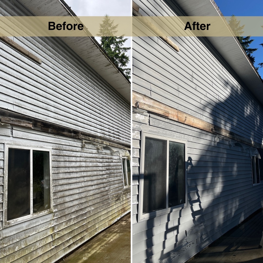 Free driveway cleaning with exterior house wash till Monday :)