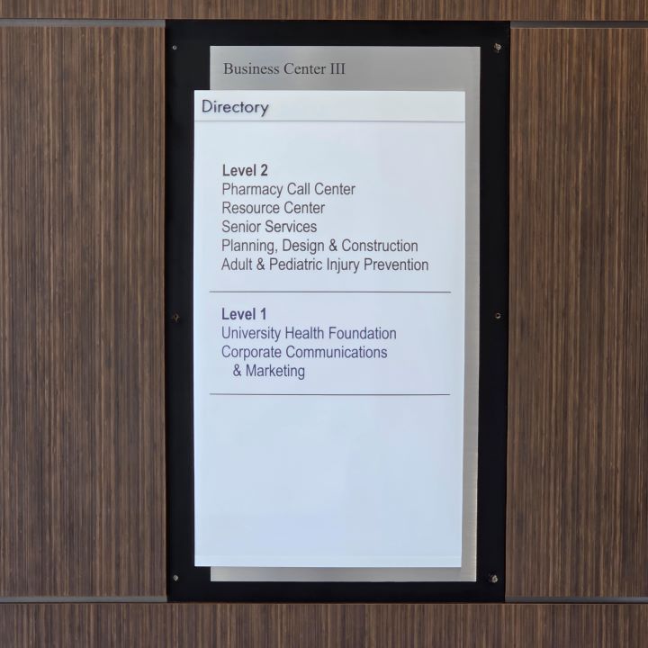 Sign inside Business Center 3