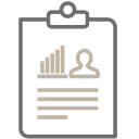 A clipboard with graphs icon.