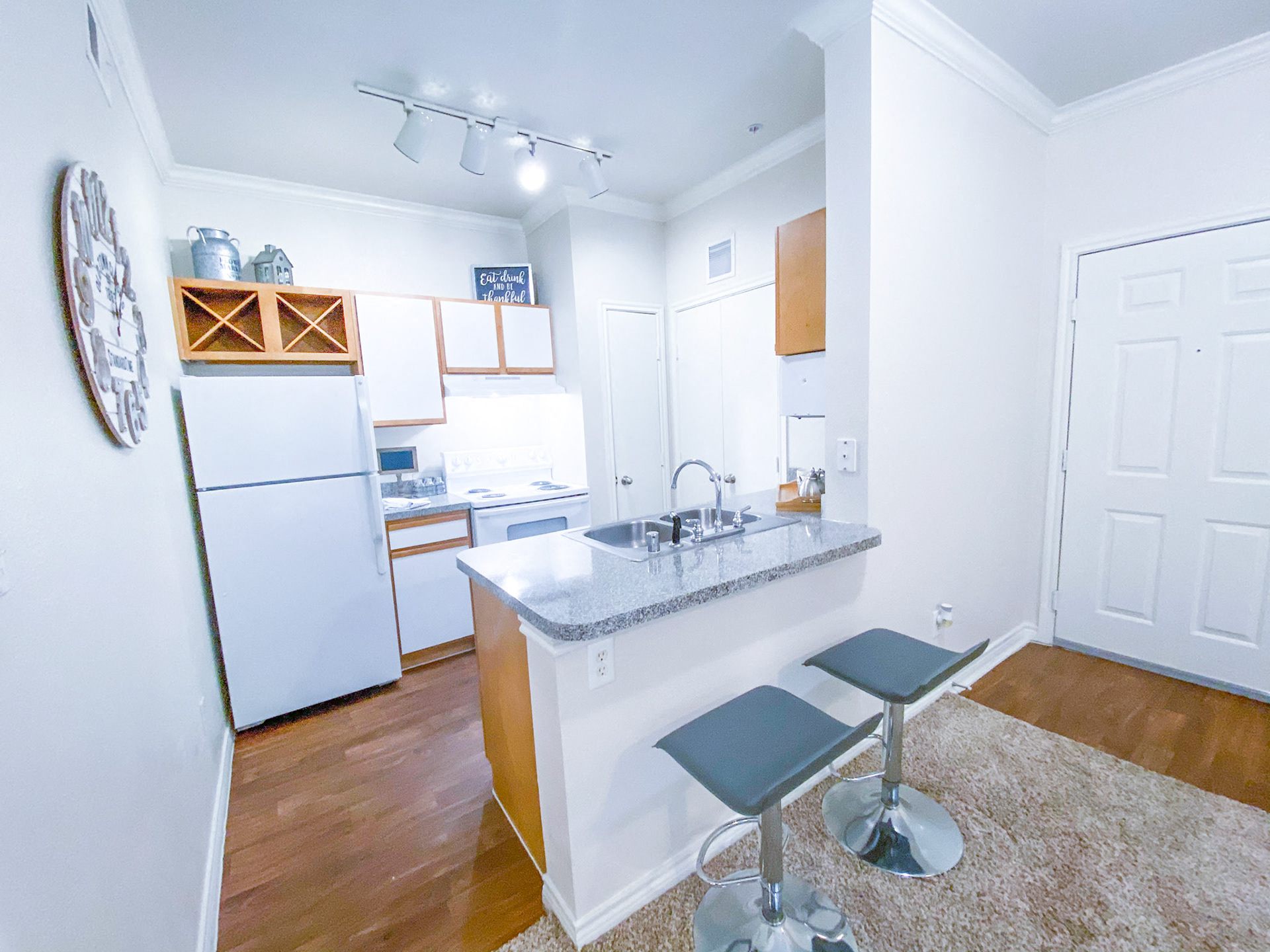 Built in wine rack and seating area