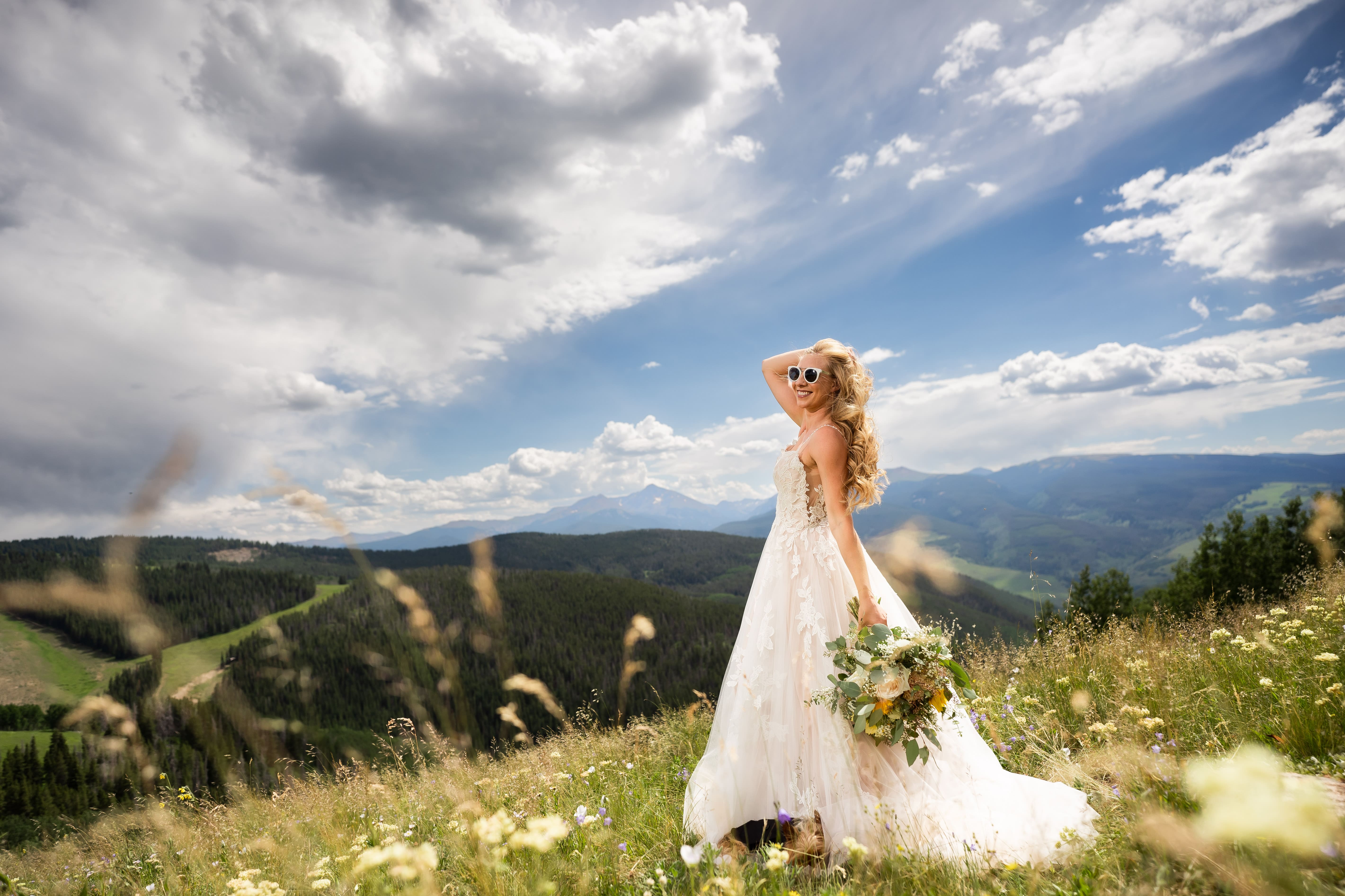 Photo shoot of bride in Vail