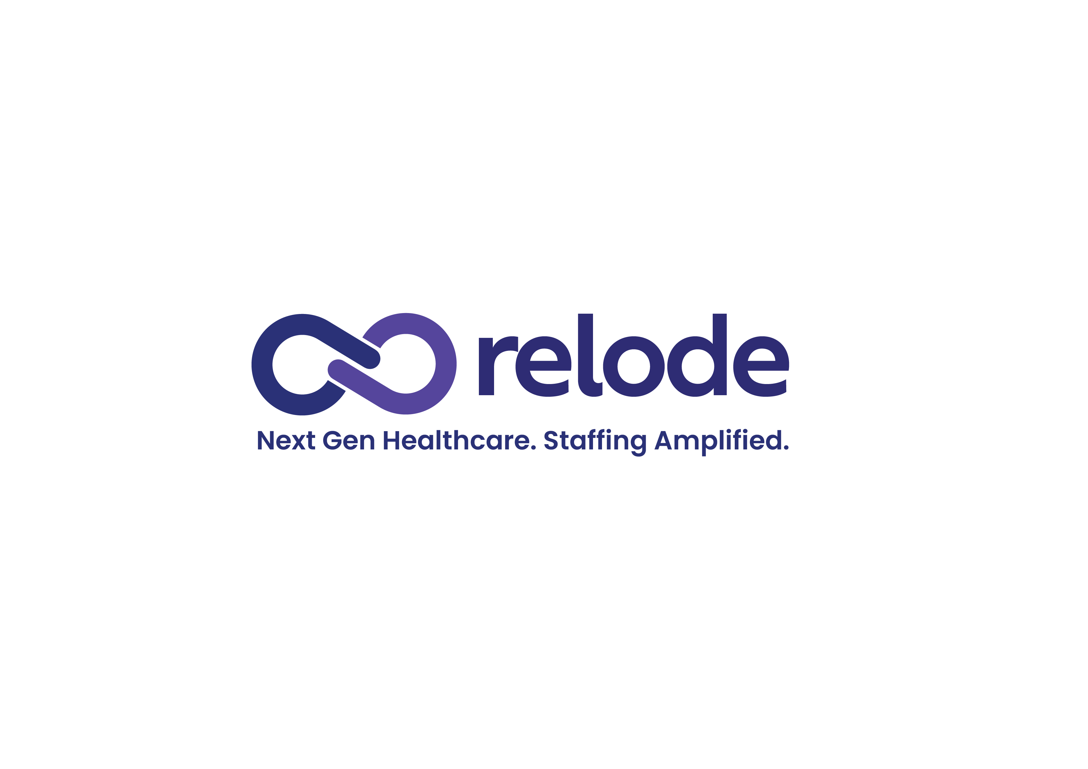 2026 the "new" Relode logo was launched in 2026.  The new logo represents the tagline "Next Gen Healthcare. Staffing Amplified.