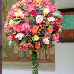 Hochzeit stand Strauß bunt orange pink rosa grün - Blütenkorb München