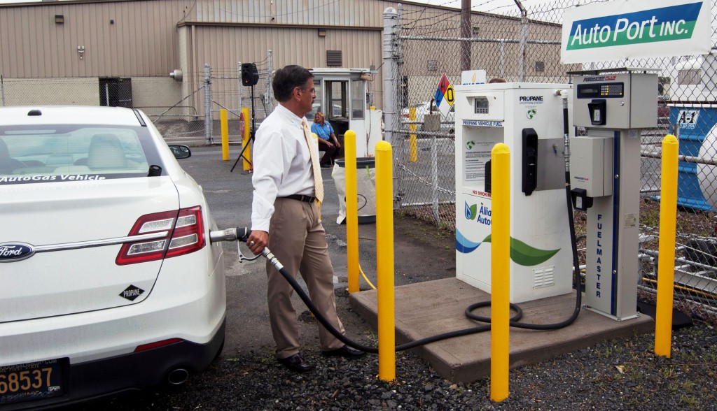 Chris Cafarella, Commercial & Industrial Accounts Manager for Sharp Energy, Inc., fuels up with propane autogas.