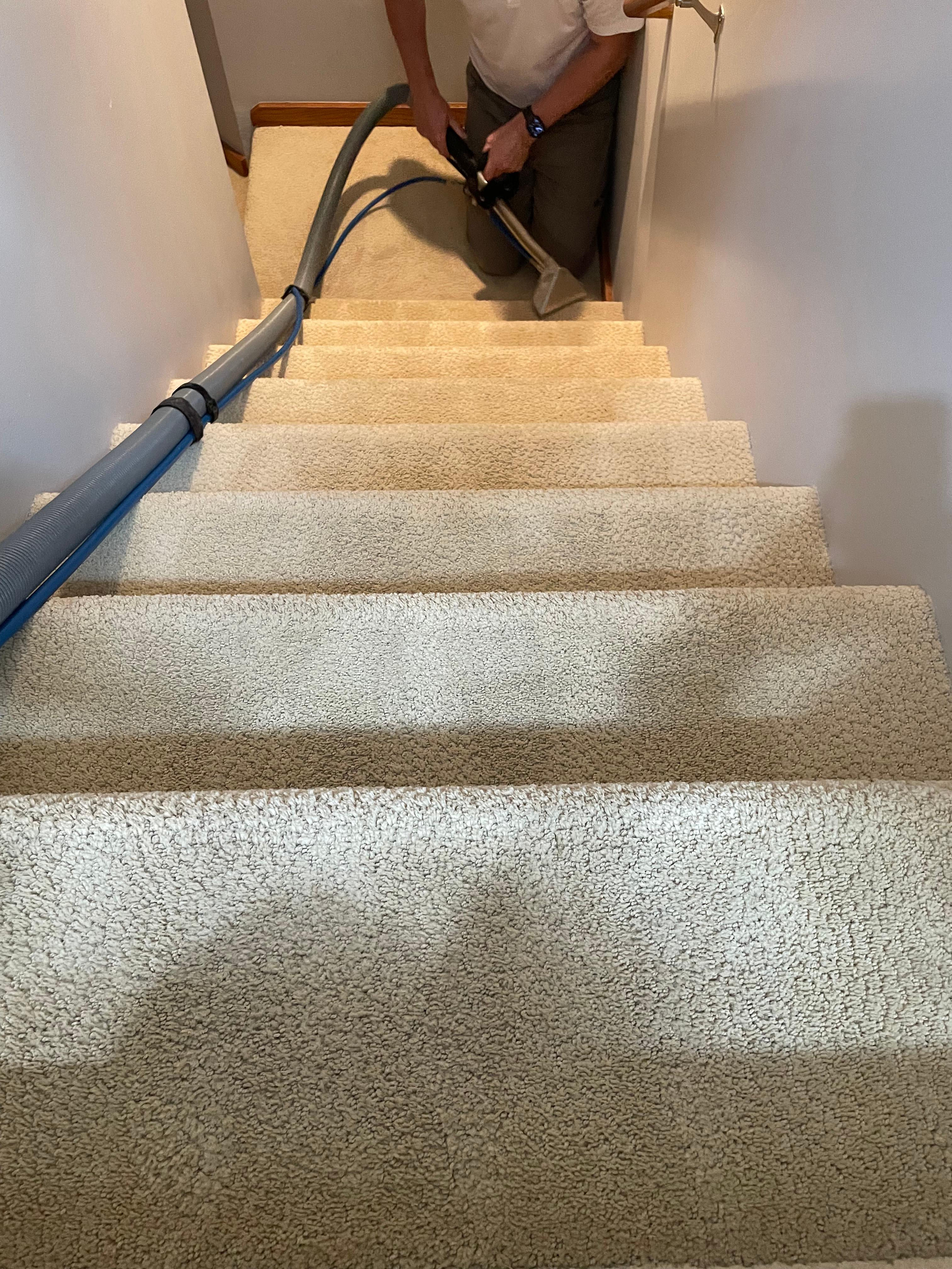 Brian cleaning carpeted stairs