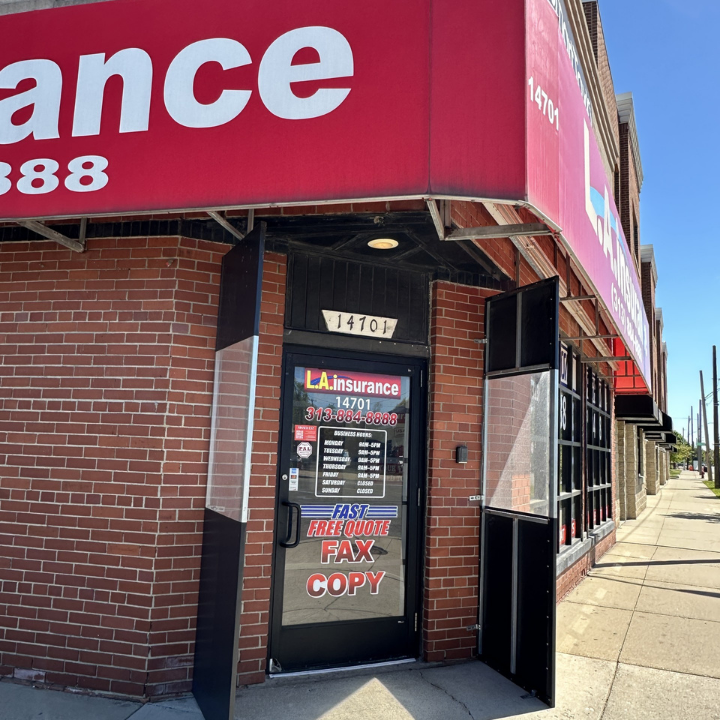 Office exterior of the L.A. Insurance Agency located at 14701 Mack Ave. in MI
