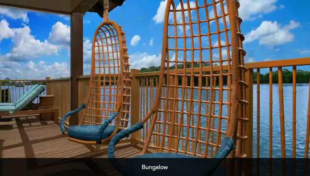 Disney's Polynesian Village Resort Bungalow 1 King Bed and 1 Queen Bed and 1 Queen-Size Pull Down Bed and 2 Single Pull Down Beds with Deck Seating Area