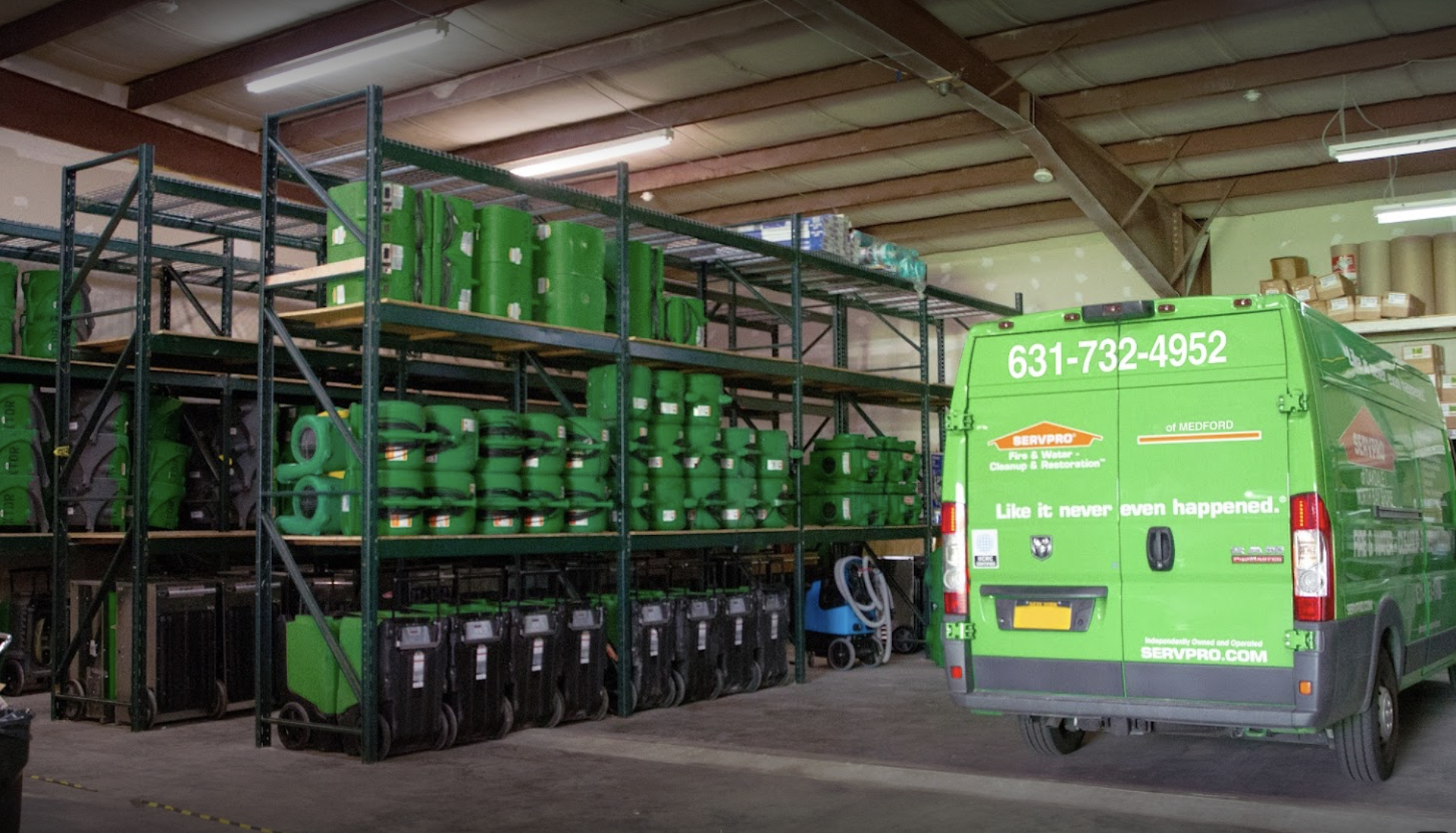 SERVPRO of Medford warehouse ready to serve local residents with property damage restoration