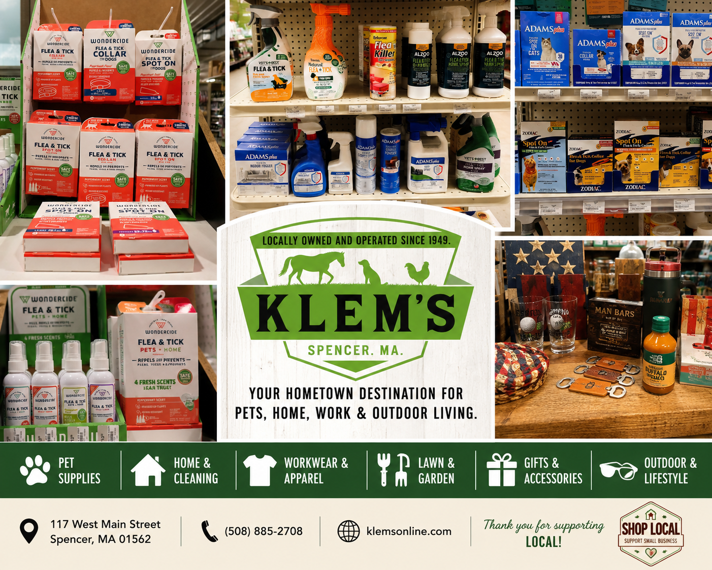 Shop flea and tick prevention products, pet care essentials, and home protection solutions at Klem's in Spencer, MA. Featuring trusted brands for dogs, cats, homes, and outdoor spaces.