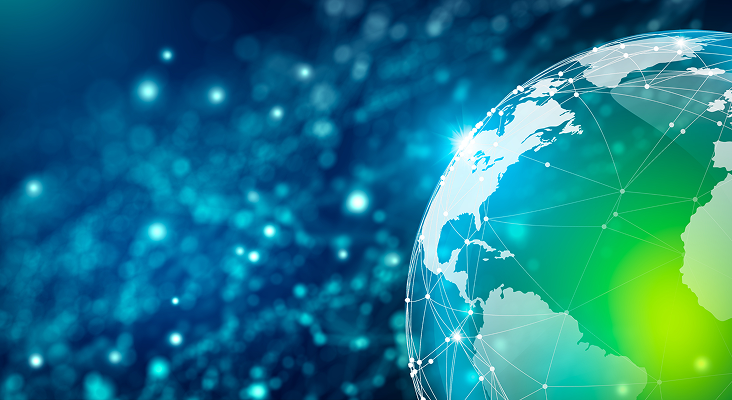 Futuristic image of an interconnected globe.