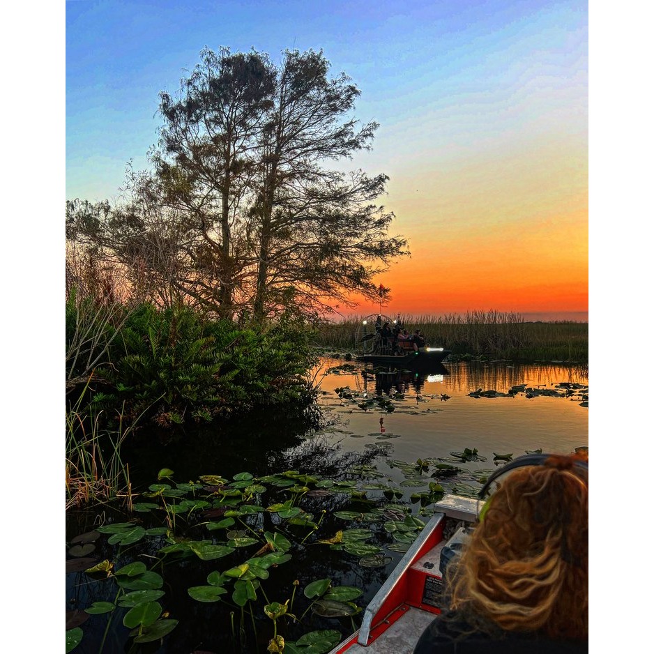 Sunset image during airboat tour at Airboat Adventures Everglades 