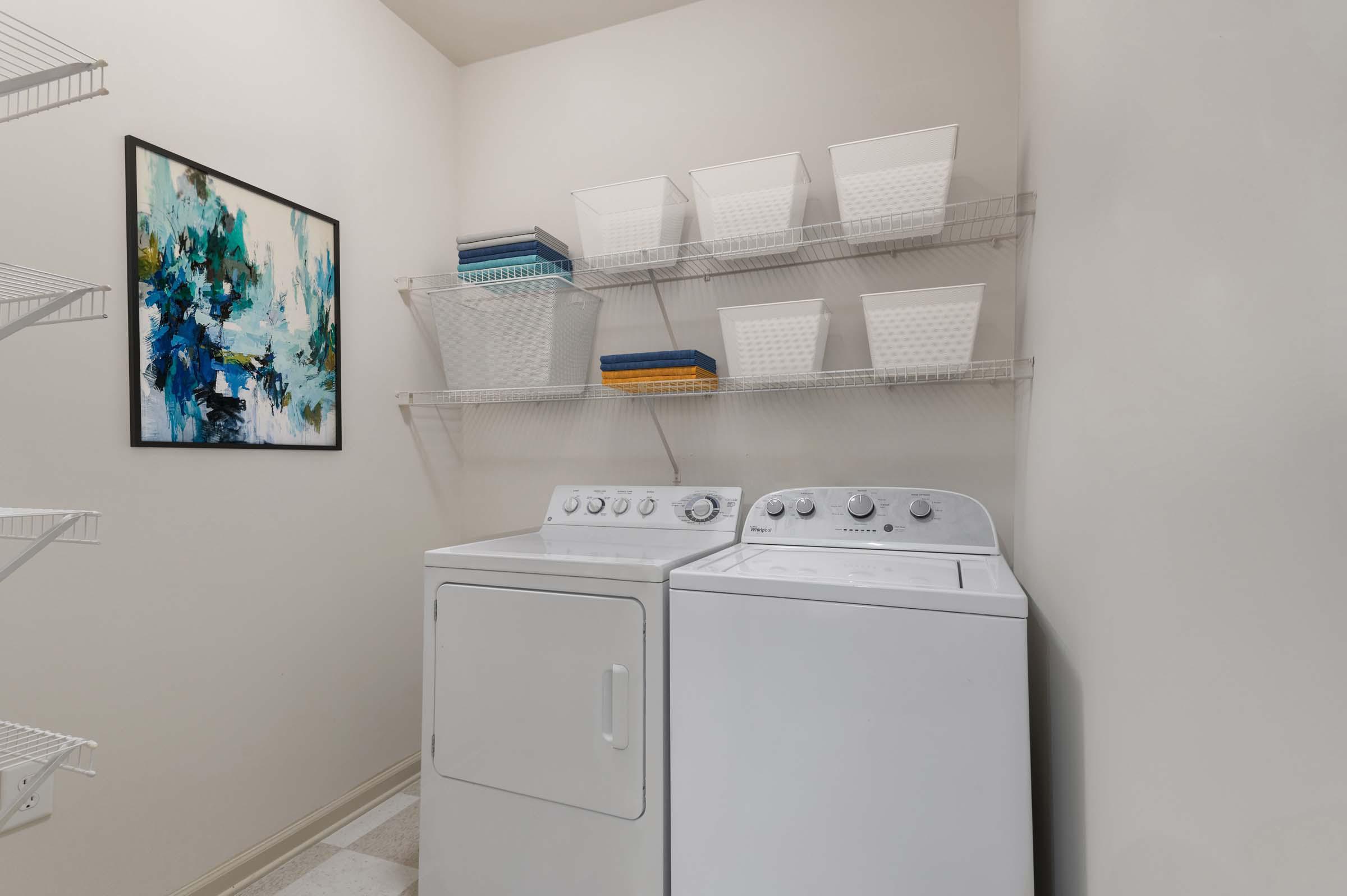 Full-size washer and dryer included in every apartment home at Camden Fairfax Corner in Fairfax, Virginia
