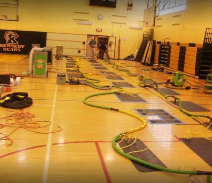 Water damage on a gym floor? No problem.