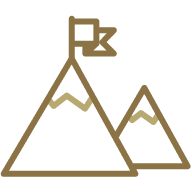 Flag on top of mountain icon.