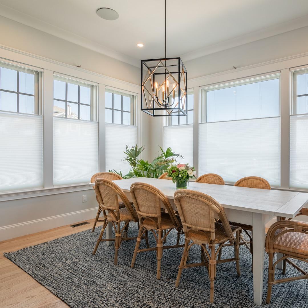 Cellular shades are great at filtering light as it enters your space, creating an intimate and inviting ambiance no matter the time, day or event.
