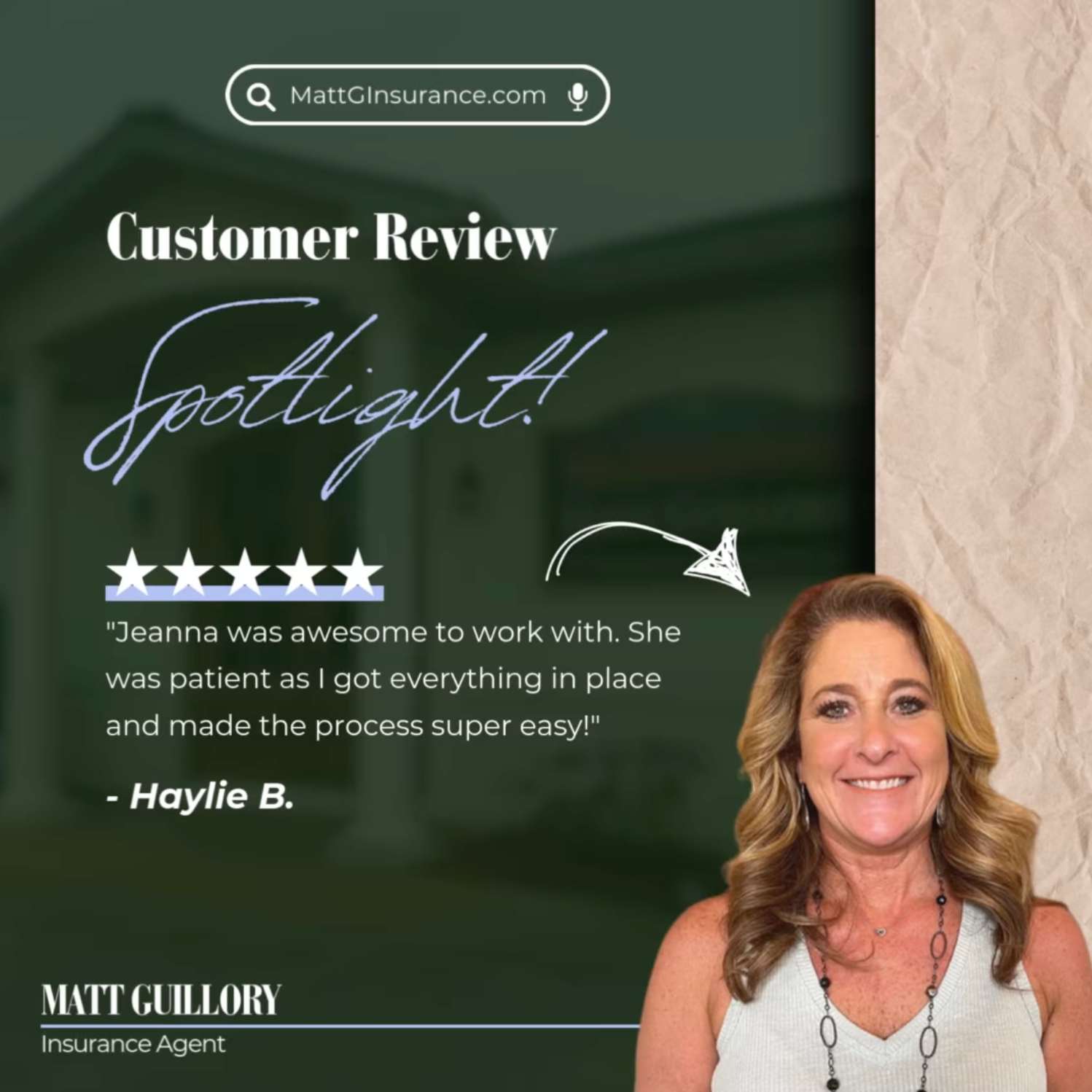 Thank you, Haylie, for your kind words about Jeanna! We&rsquo;re thrilled to hear she made the process smooth and easy while showing patience every step of the way. That&rsquo;s the level of service we aim to deliver every time! Have you worked with our team recently? We&rsquo;d love to hear your feedback&mdash;leave us a review and share your experience!