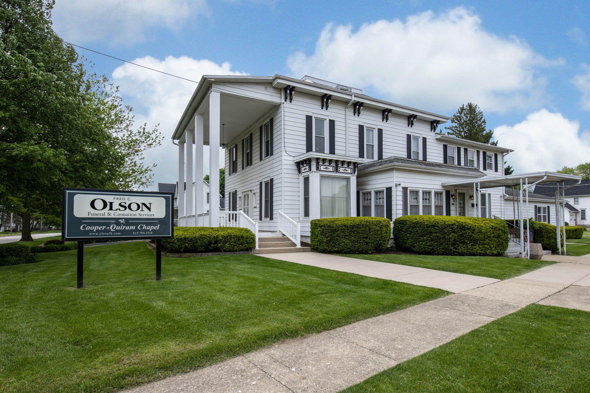 Exterior Photo of Olson Funeral & Cremation Services Ltd., Cooper-Quiram Chapel
202 East Main St
Genoa, IL 60135