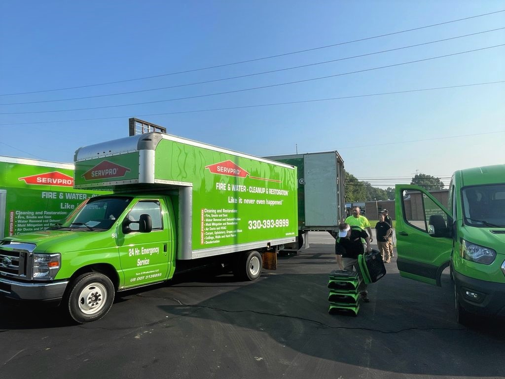 servpro vehicles and advanced equipment for fire and water damage restoration
