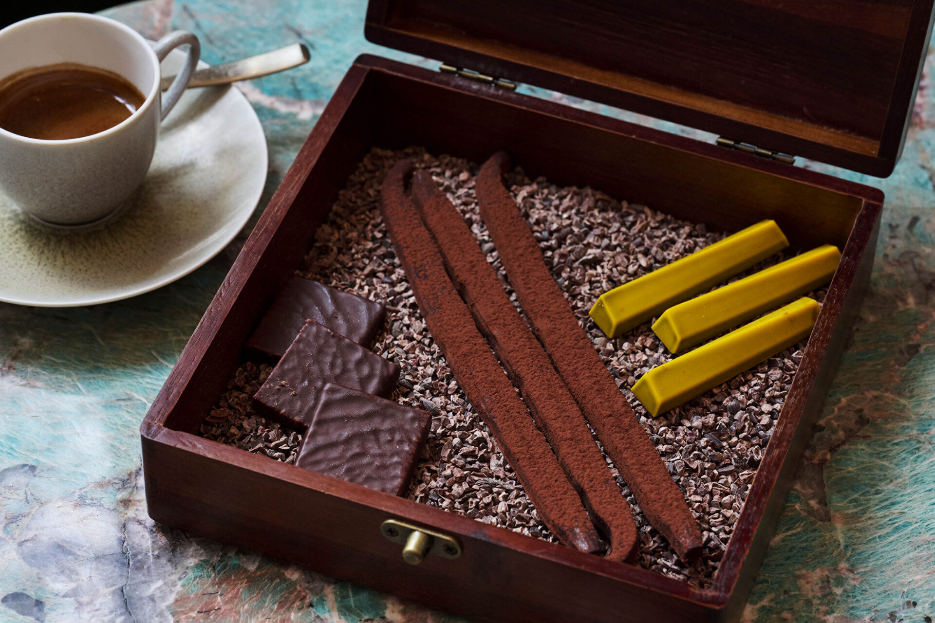 Signature chocolates to accompany coffees.