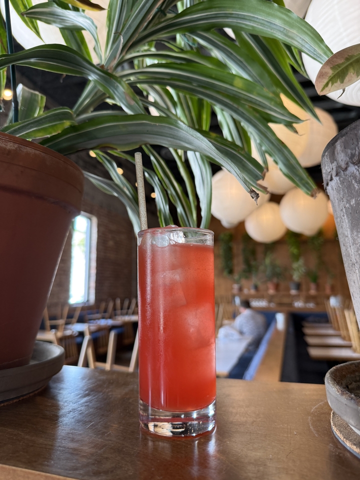 A seasonal cocktail at Folk's bar seats, open to walk ins, in East Nashville. 